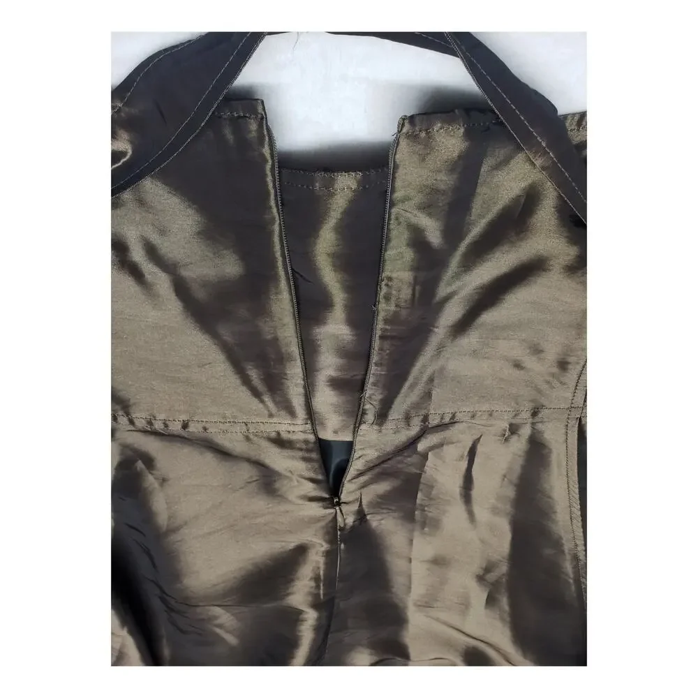 Bisou Bisou Y2K Metallic Bronze Mesh Tiered A-Line Skirt Women’s Plus Size 18